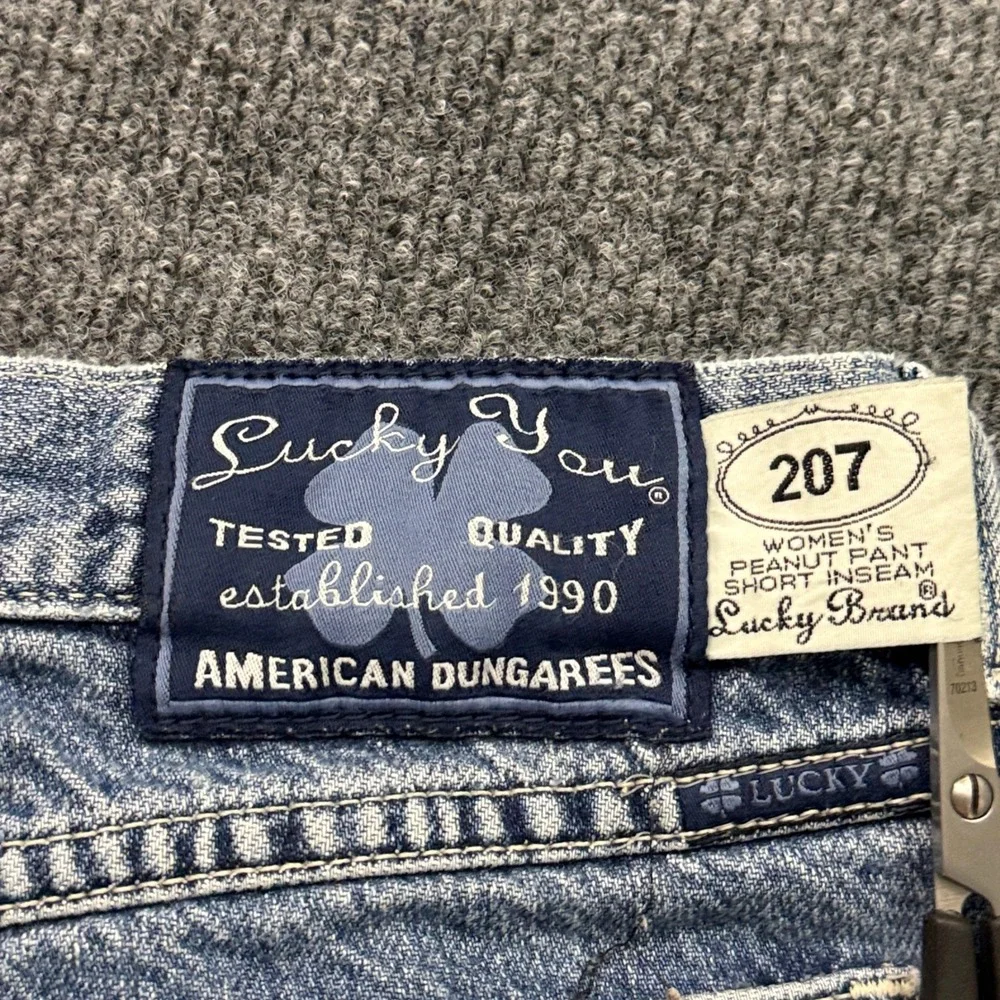 Vtg Y2K Lucky Jeans 207 Peanut Womens 10/30 Light Wash Made in USA Straight Leg